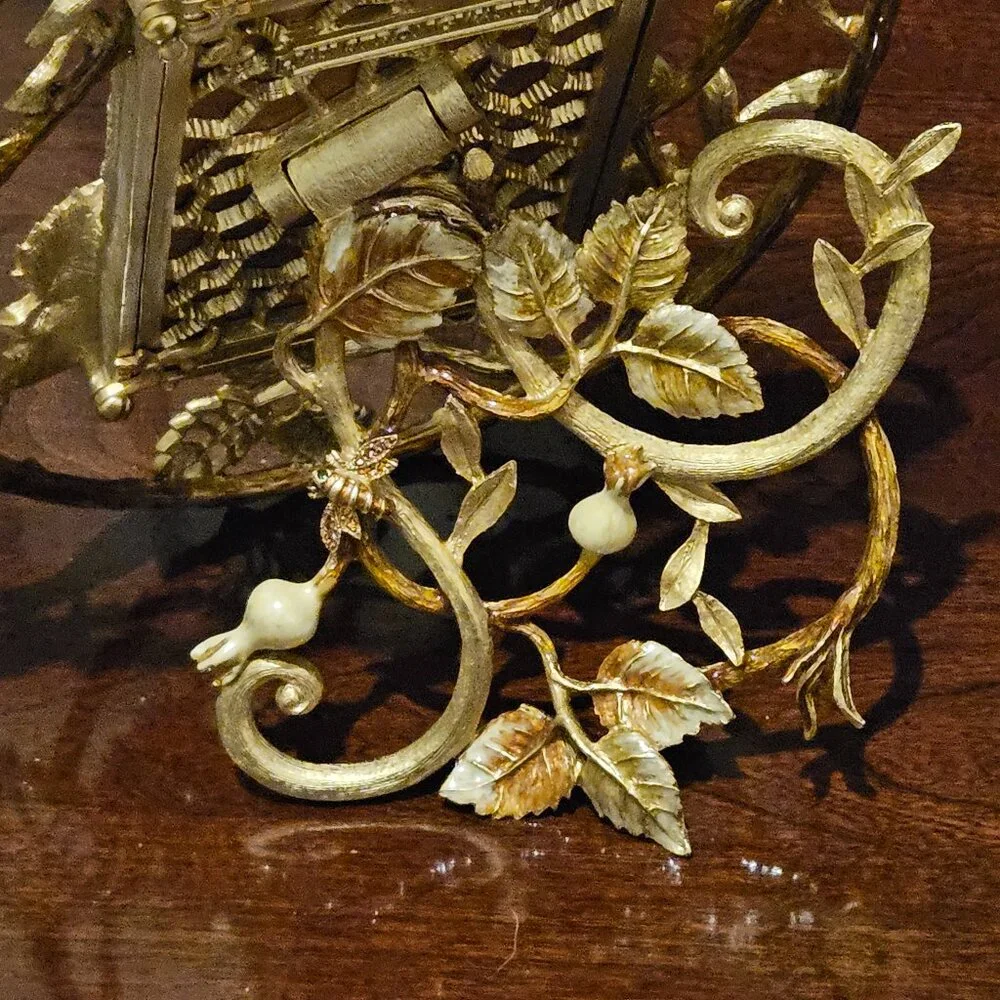 RARE EXQUISITE JAY STRONGWATER GOLD BEE WILD FLOWER FLORAL ENAMEL CRYSTAL FRAME